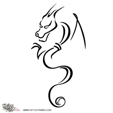 Stylized dragon (Strength, protection) tattoo design thumbnail