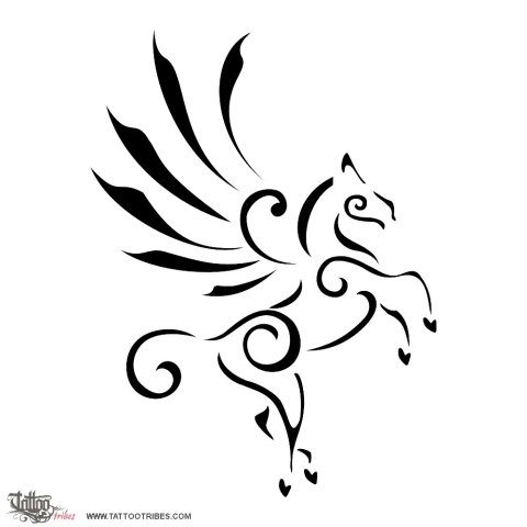 Stylized Pegasus (Inspiration, elevation) tattoo design thumbnail