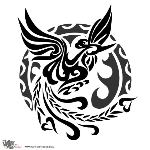 Sun and phoenix (Eternity) tattoo design thumbnail