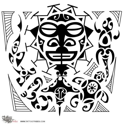 Sun Tiki armband (Protection, family) tattoo design thumbnail