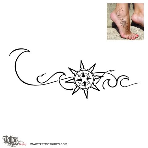 Sun windrose (Direction) tattoo design thumbnail