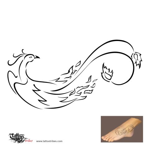 Suzaku bird (Fire, good fortune) tattoo design thumbnail