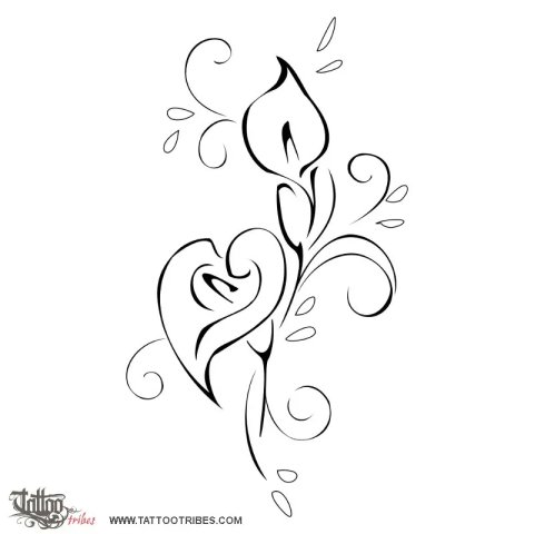Calla lilies (Elegance, beauty) tattoo design thumbnail