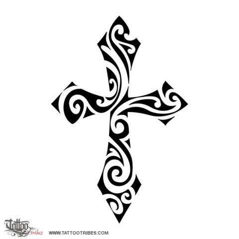 Tribal cross (Faith) tattoo design thumbnail