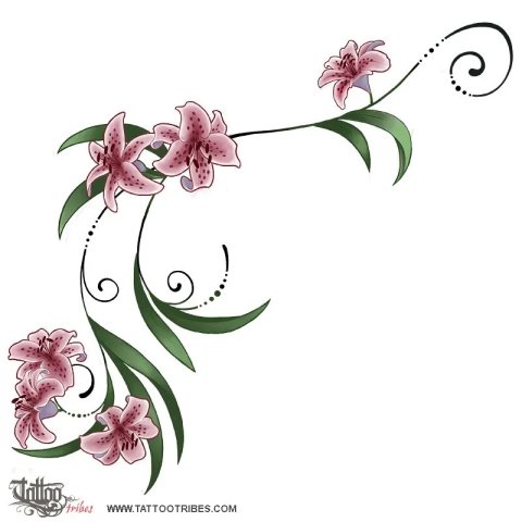 Tiger lilies (Wealth, pride) tattoo design thumbnail