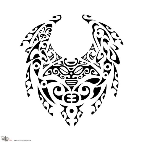 Pekapeka (Luck, longevity) tattoo design thumbnail