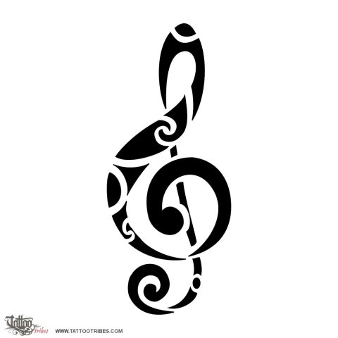 Treble clef (Music) tattoo design thumbnail