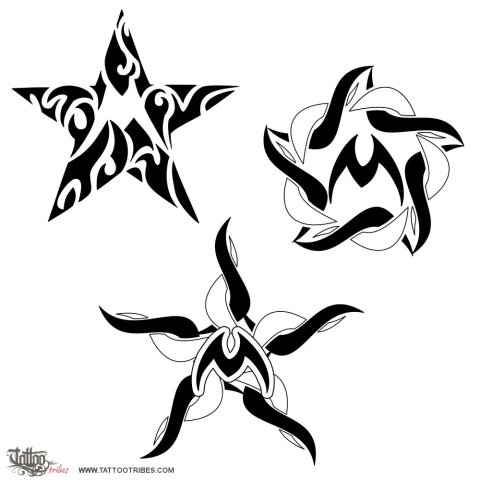 Tribal star + M (In the center) tattoo design thumbnail