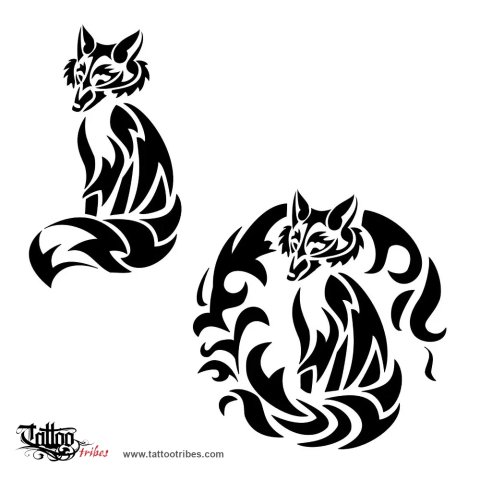 Tribal fox (Cunning, transformation) tattoo design thumbnail