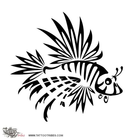 Lionfish (Family, life) tattoo design thumbnail