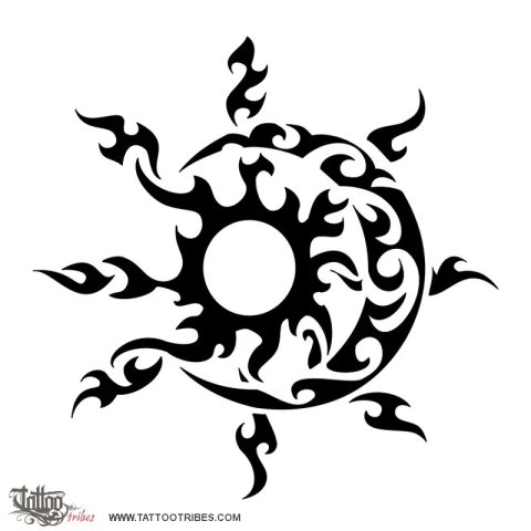 Sun-moon (Water and fire) tattoo design thumbnail