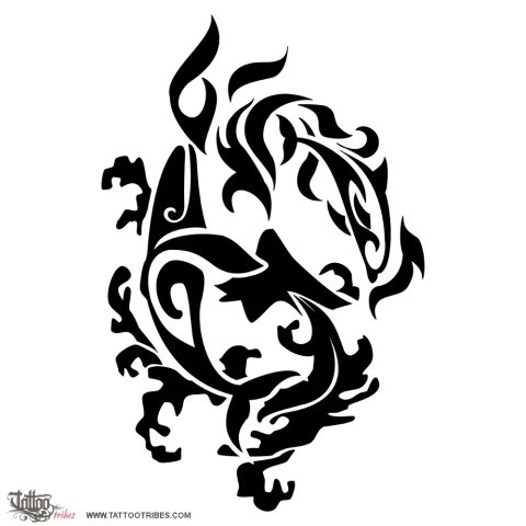 Dolphin and whale (Passion) tattoo design thumbnail