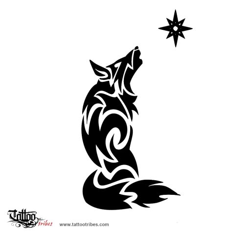 Howling wolf (Fidelity) tattoo design thumbnail