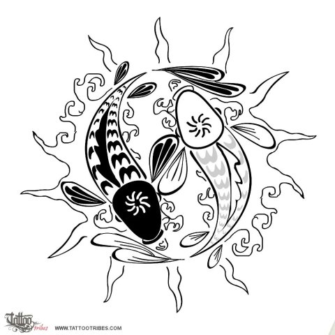 Yin Yang Pisces (Balance, harmony) tattoo design thumbnail