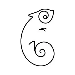 stylized minimalistic chameleon tattoo line art