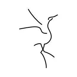 stylized minimalistic crane tattoo line art
