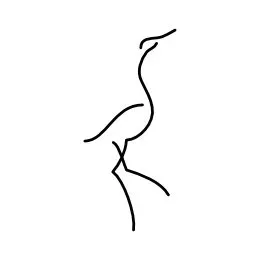 stylized minimalistic heron tattoo line art