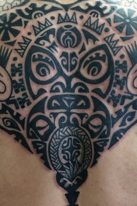 Andy back manta tattoo detail - inked tattoo close-up detail