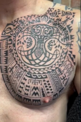 Chris Carrington - Yggdrasil closeup - inked tattoo close-up detail