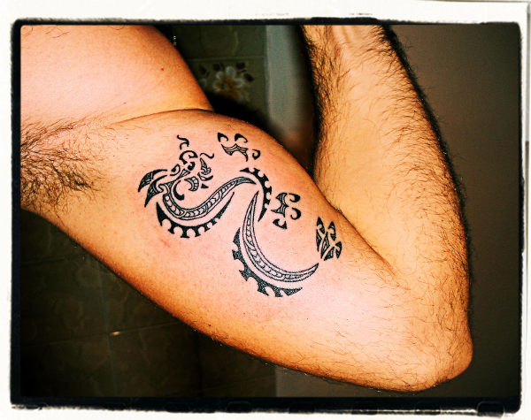 Real community tattoo placement: Chris - Maori style dragon: inked placement tattoo photo