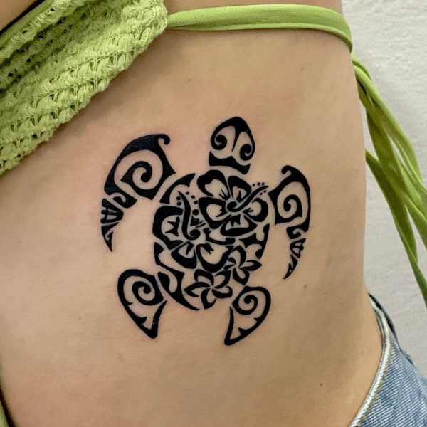 Real community tattoo placement: Guest - flowers turtle: inked placement tattoo photo