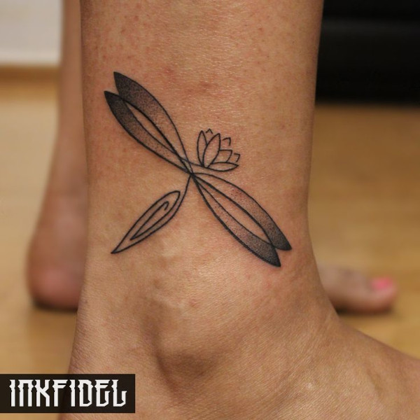 Real community tattoo placement: Inkfidel - dragonfly lotus: inked placement real user tattoo photo