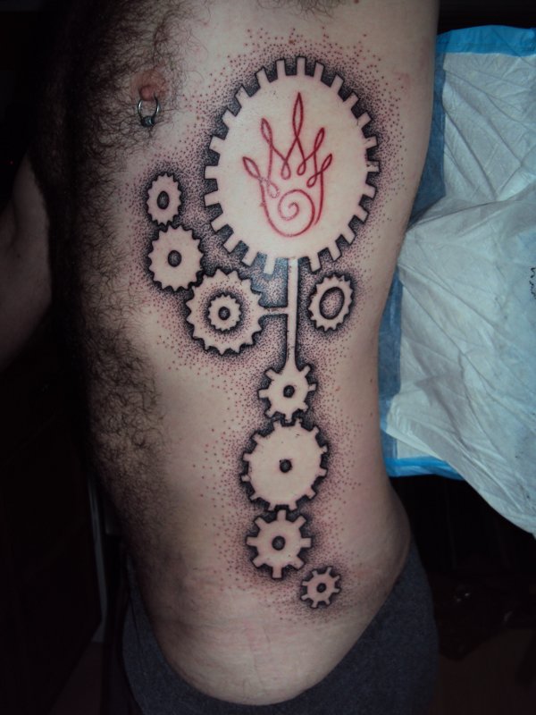 Real community tattoo placement: Jesse - Fire & gears: inked placement real user tattoo photo