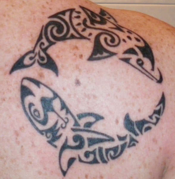 Real community tattoo placement: Jex - Dolphin & shark: inked placement tattoo photo