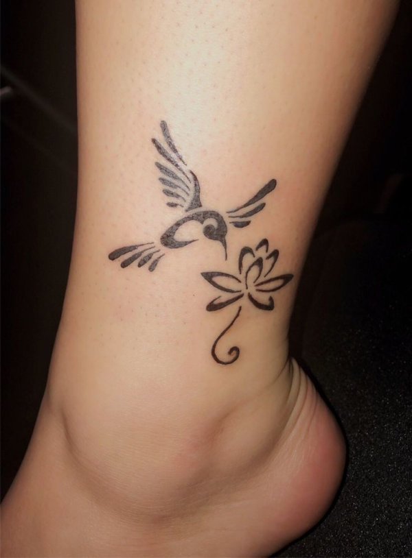 Real community tattoo placement: Kayla - hummingbird lotus: inked placement tattoo photo