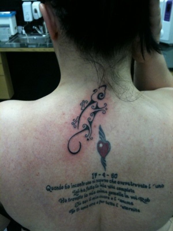Real community tattoo placement: Leonie - Upper back: inked placement tattoo photo