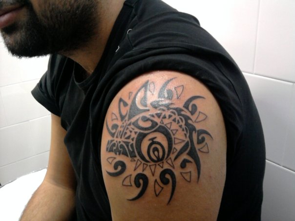 Real community tattoo placement: Mirko - Sun and eye: inked placement real user tattoo photo
