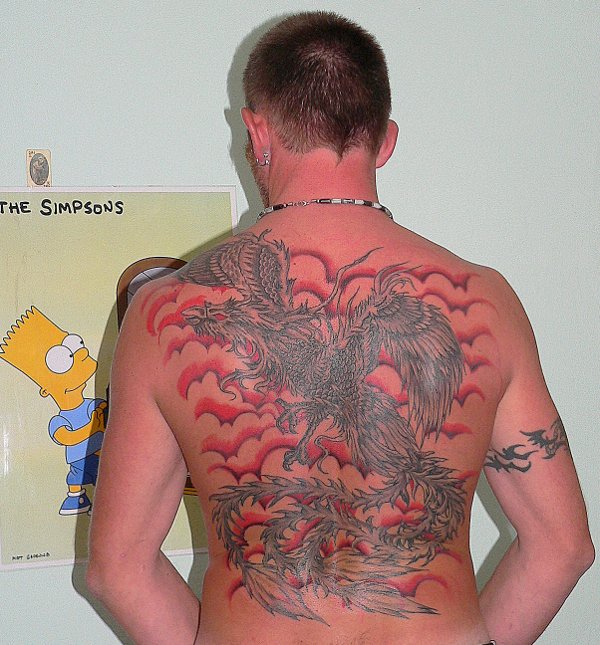 Real community tattoo placement: Oscar - Suzaku bird: inked placement real user tattoo photo
