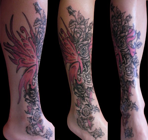 Real community tattoo placement: Chiara - Roses and butterflies: inked placement real user tattoo photo