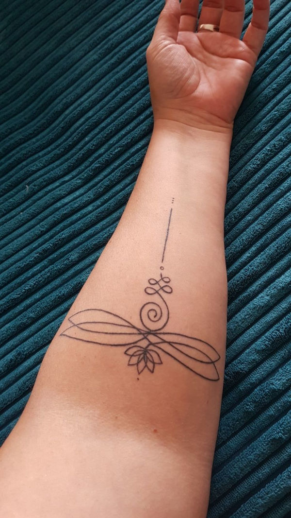 Real community tattoo placement: Puur - dragonfly lotus: inked placement tattoo photo