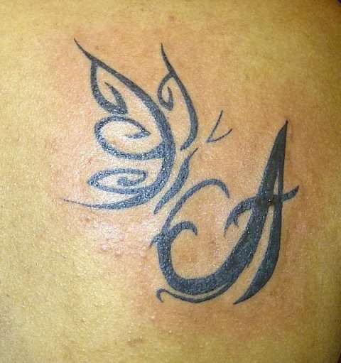 Akila - Butterfly on A: real inked placement tattoo photo thumbnail