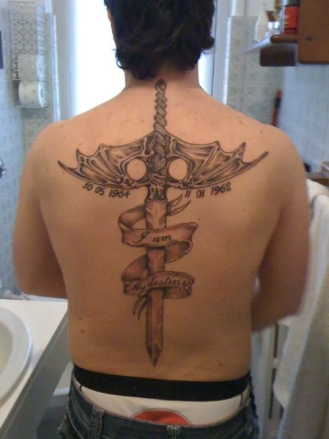 Aldo - Sword: real inked placement tattoo photo thumbnail