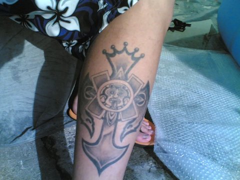 Alessandro - Tonatiuh cross: real inked placement tattoo photo thumbnail