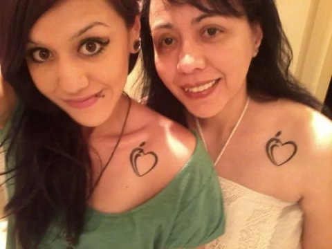 Amanda - Parent's heart: real inked placement tattoo photo thumbnail
