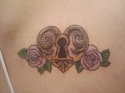 Amaryllis - Keyhole heart: real inked placement tattoo photo thumbnail