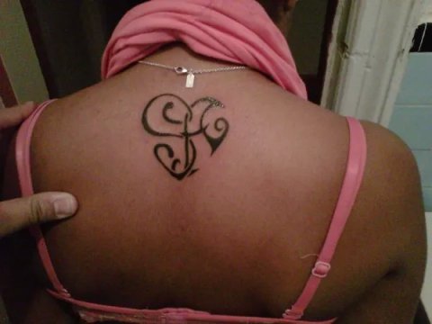 Amaya - S+A heart: real inked placement tattoo photo thumbnail
