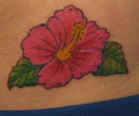 Andrea - Hibiscus: real inked placement tattoo photo thumbnail