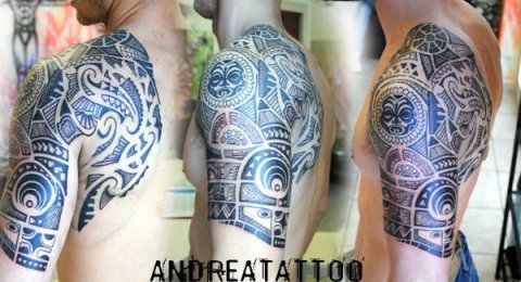 Angelo - Polynesian work: real inked placement tattoo photo thumbnail