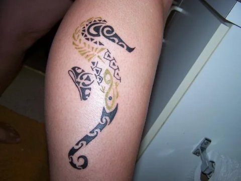 Anna - Polynesian seahorse: real inked placement tattoo photo thumbnail