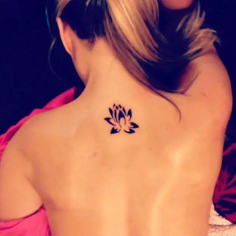 Anna - lotus flower: real inked placement tattoo photo thumbnail