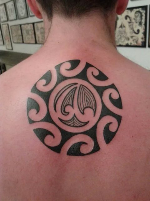 Antonio - A sun: real inked placement tattoo photo thumbnail
