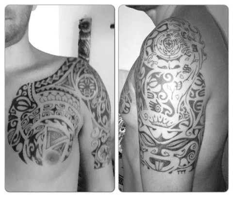 Antonio - Polynesian piece: real inked placement tattoo photo thumbnail