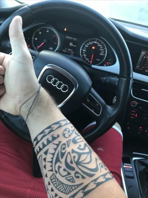 Arbin - Polynesian band: real inked placement tattoo photo thumbnail