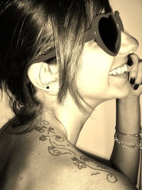 Arianna - Seagulls and flowers: real inked placement tattoo photo thumbnail