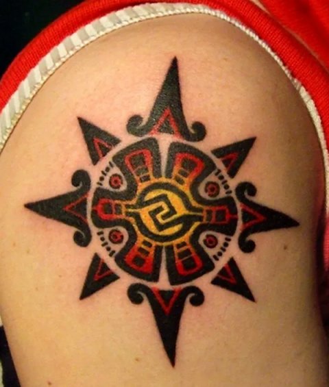 Aztec star - Gala: real inked placement tattoo photo thumbnail
