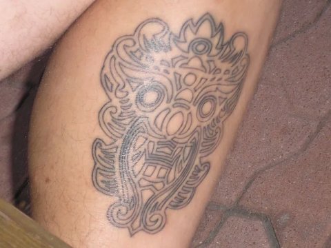 Bartek - Bali mask: real inked placement tattoo photo thumbnail